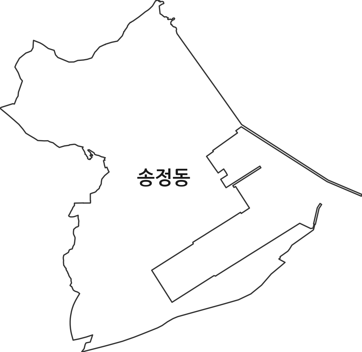 강원특별자치도 동해시 송정동 행정동 행정구역 경계 지도