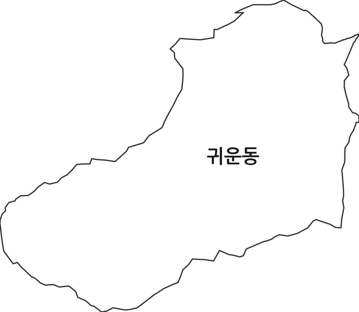 강원특별자치도 동해시 귀운동 법정동 행정구역 경계 지도