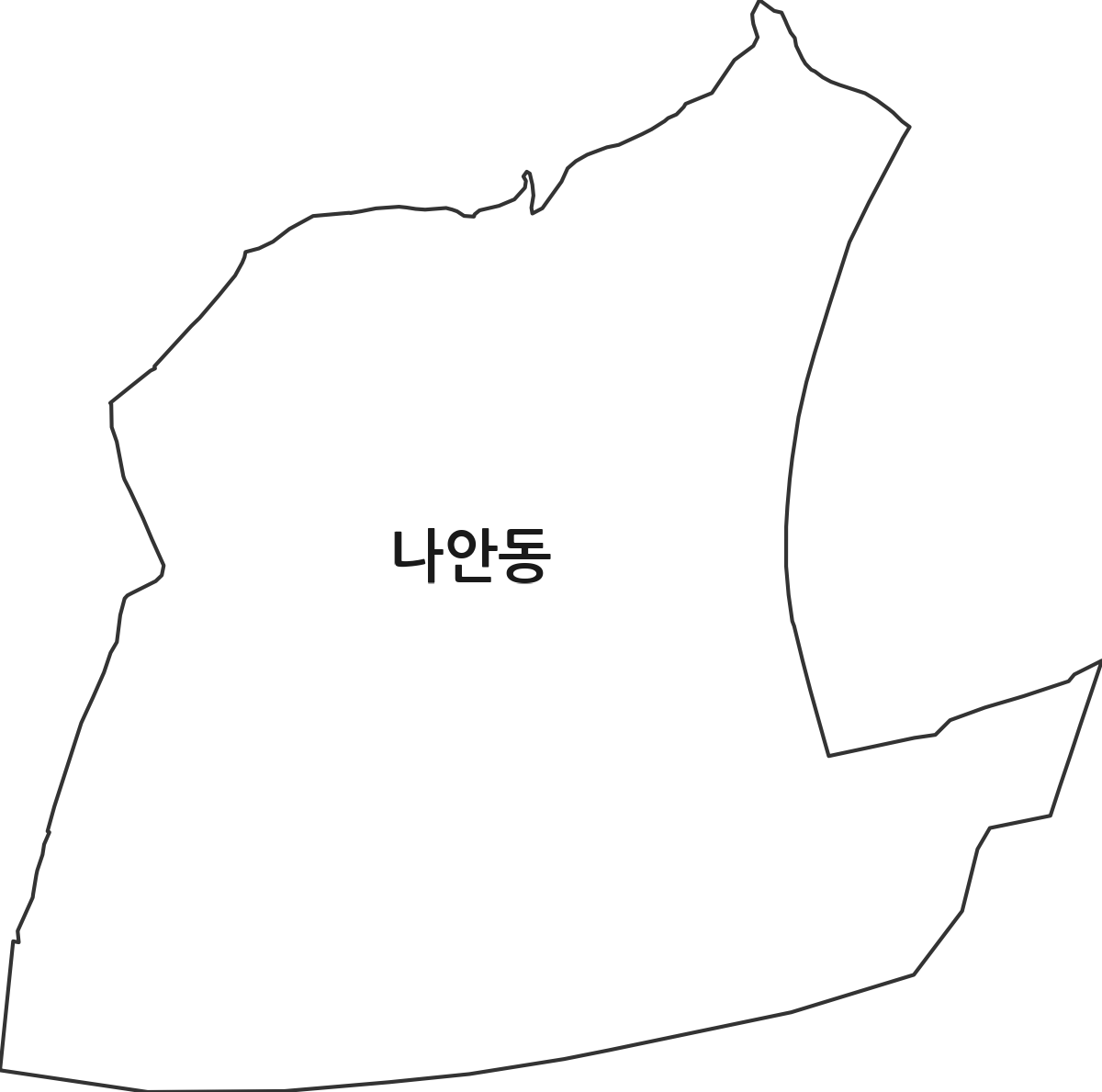 강원특별자치도 동해시 나안동 법정동 행정구역 경계 지도