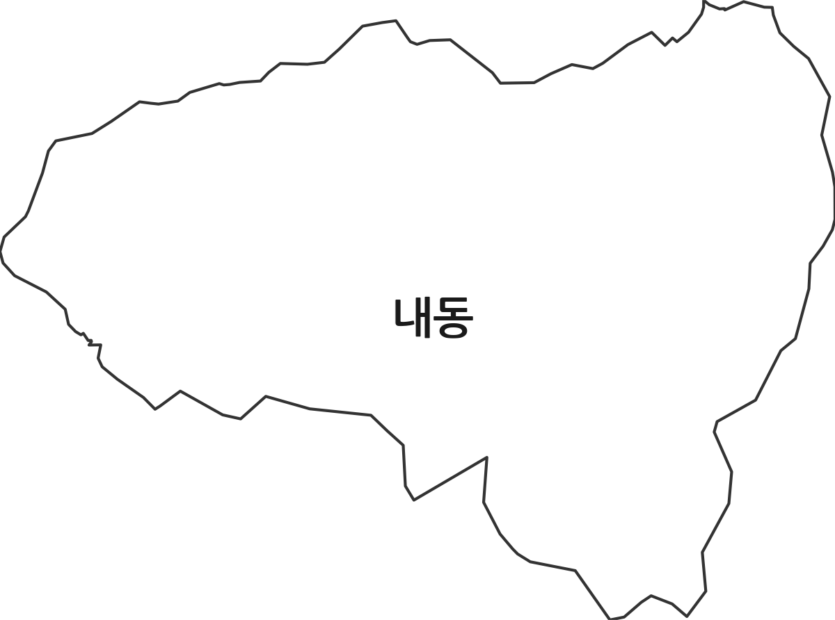 강원특별자치도 동해시 내동 법정동 행정구역 경계 지도