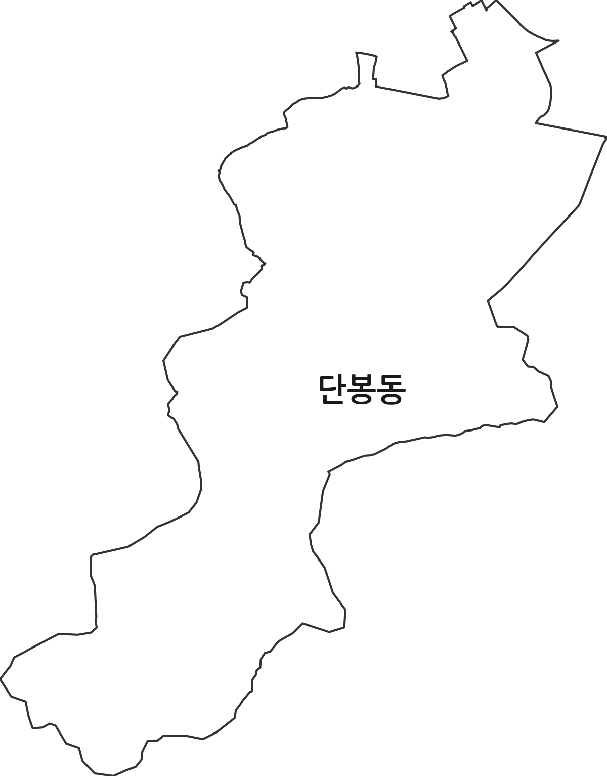 강원특별자치도 동해시 단봉동 법정동 행정구역 경계 지도