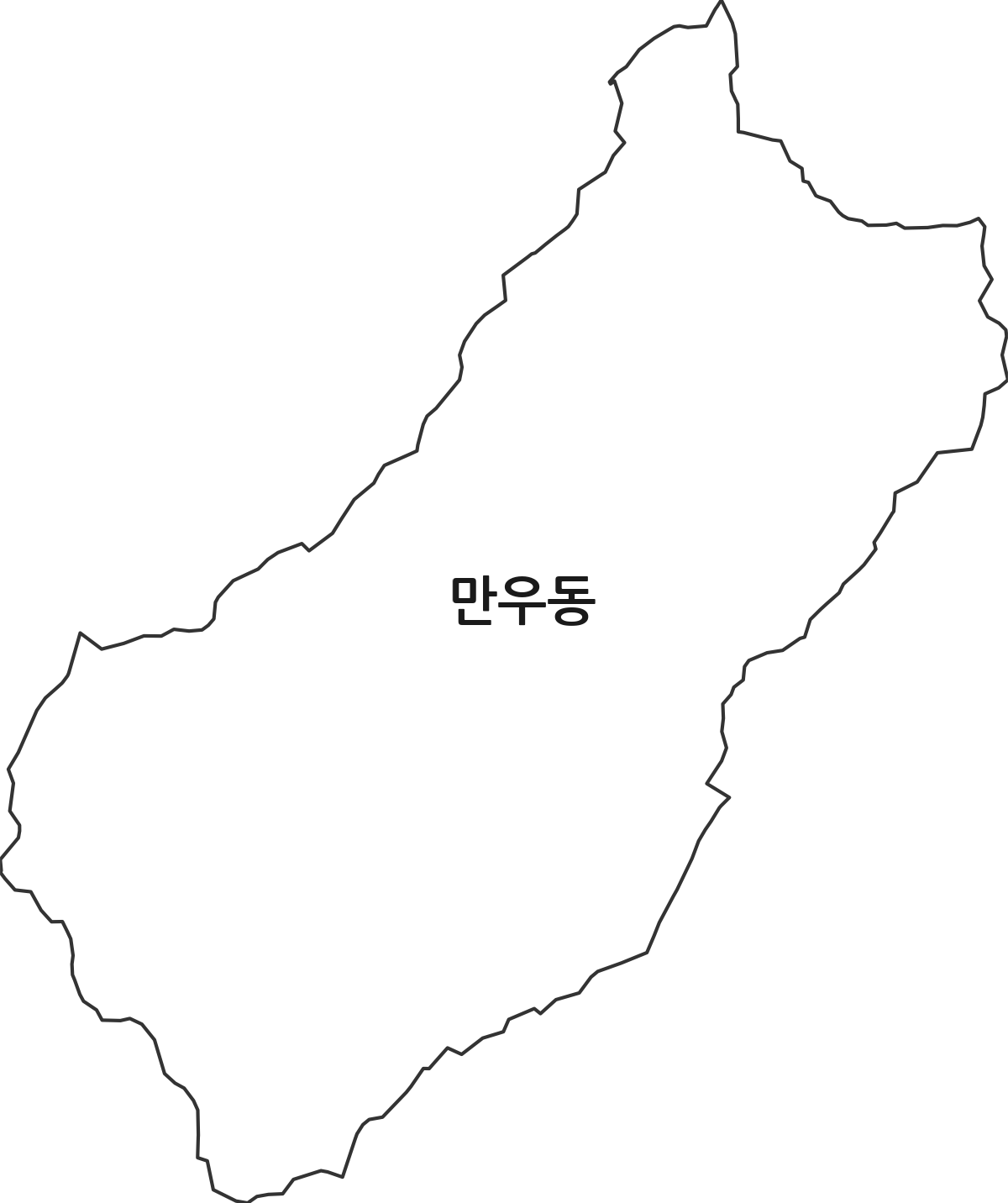 강원특별자치도 동해시 만우동 법정동 행정구역 경계 지도