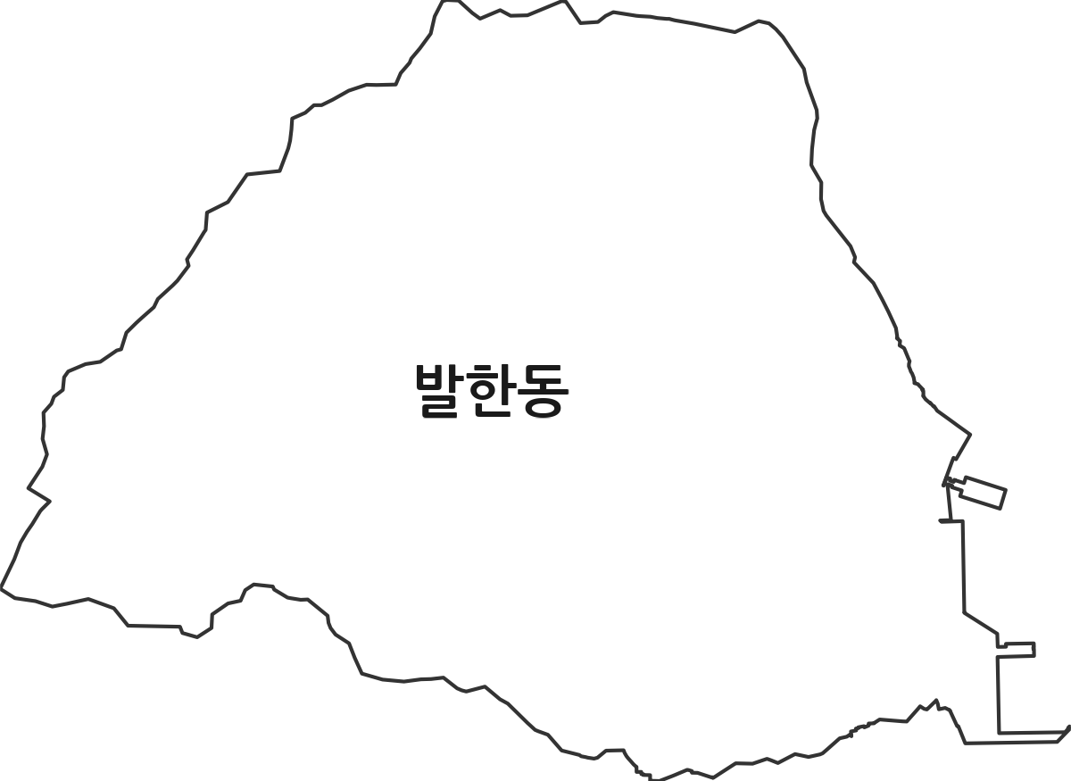 강원특별자치도 동해시 발한동 법정동 행정구역 경계 지도