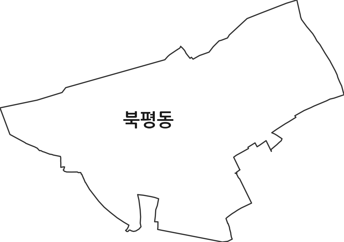 강원특별자치도 동해시 북평동 법정동 행정구역 경계 지도