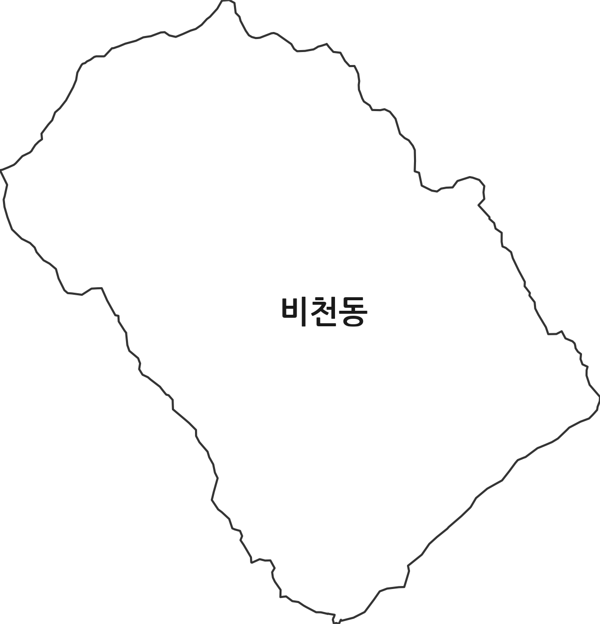강원특별자치도 동해시 비천동 법정동 행정구역 경계 지도