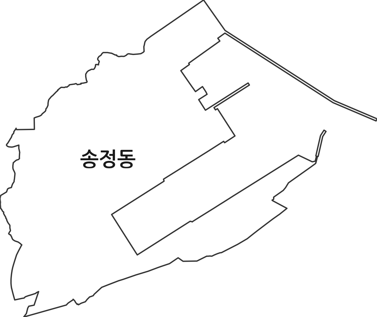 강원특별자치도 동해시 송정동 법정동 행정구역 경계 지도
