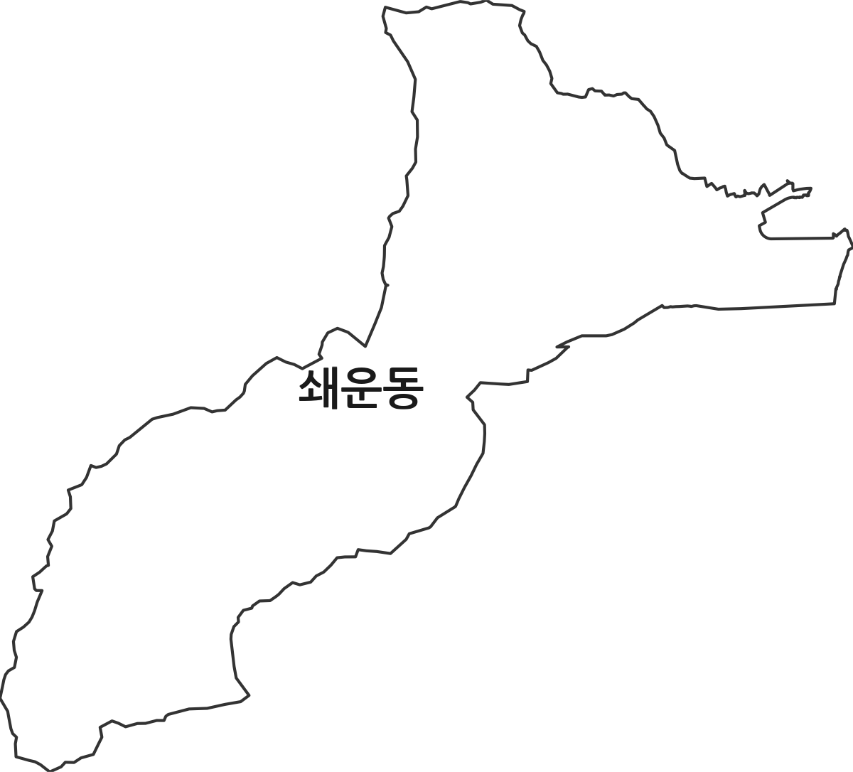 강원특별자치도 동해시 쇄운동 법정동 행정구역 경계 지도