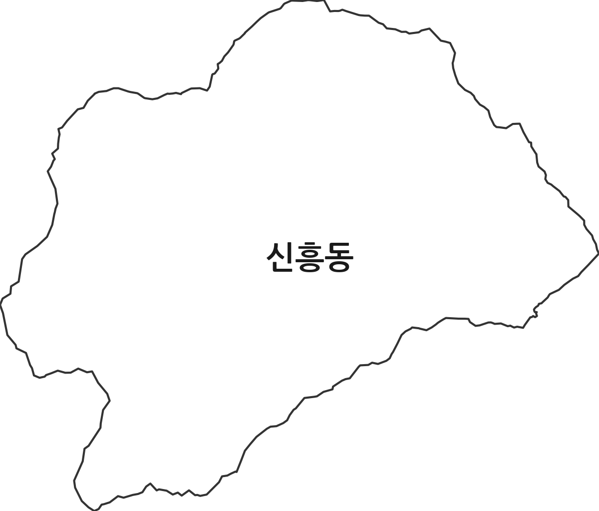 강원특별자치도 동해시 신흥동 법정동 행정구역 경계 지도