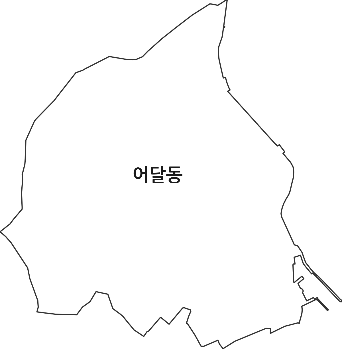 강원특별자치도 동해시 어달동 법정동 행정구역 경계 지도