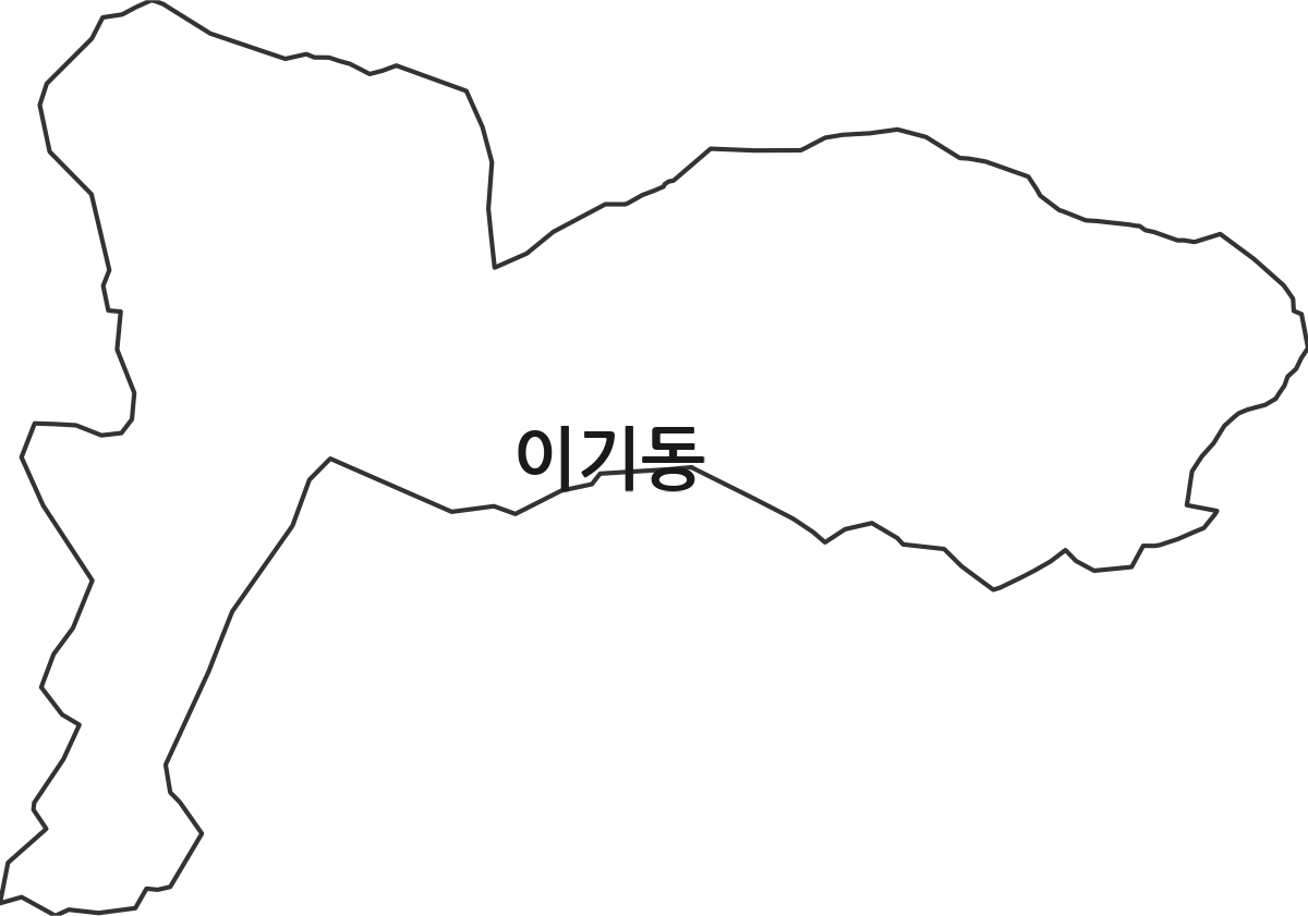 강원특별자치도 동해시 이기동 법정동 행정구역 경계 지도