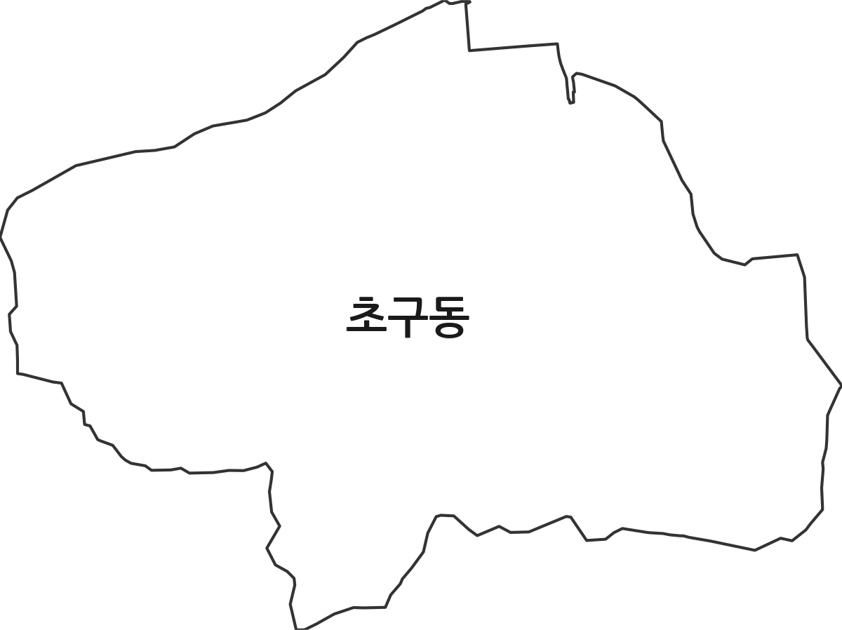 강원특별자치도 동해시 초구동 법정동 행정구역 경계 지도