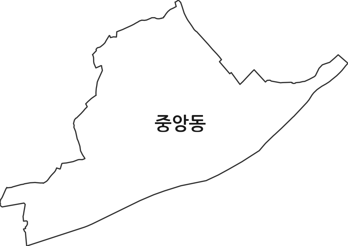 강원특별자치도 강릉시 중앙동 행정동 행정구역 경계 지도