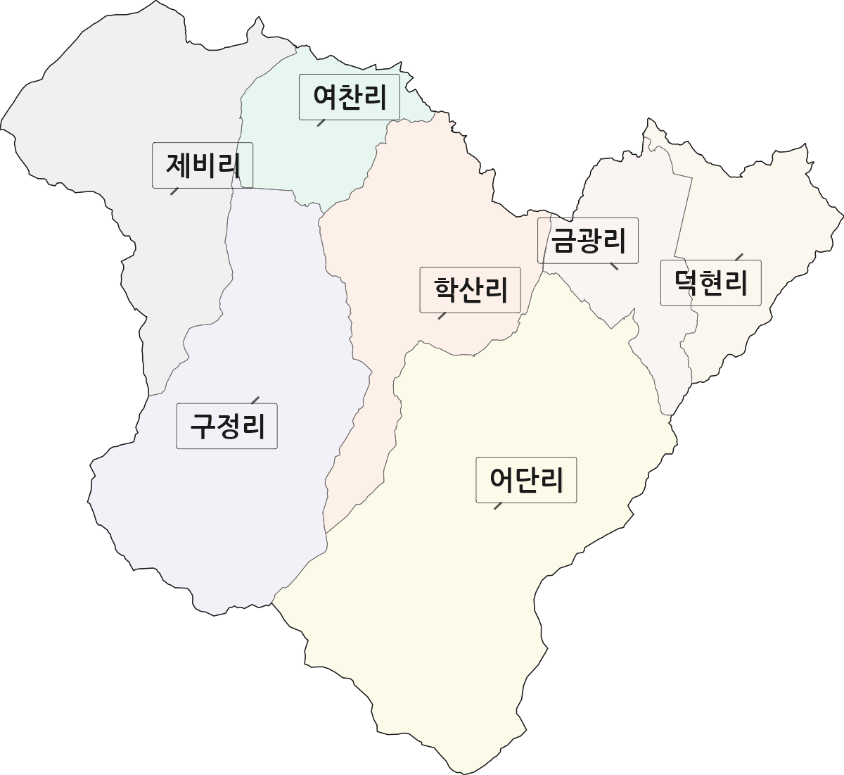 강원특별자치도 강릉시 구정면 법정동 리 구분 행정구역 경계 지도