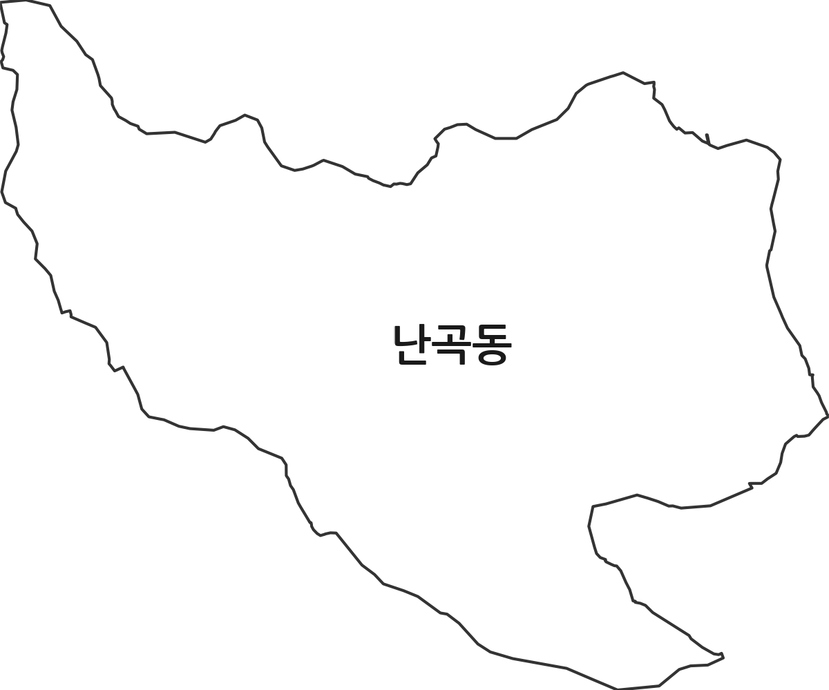 강원특별자치도 강릉시 난곡동 법정동 행정구역 경계 지도