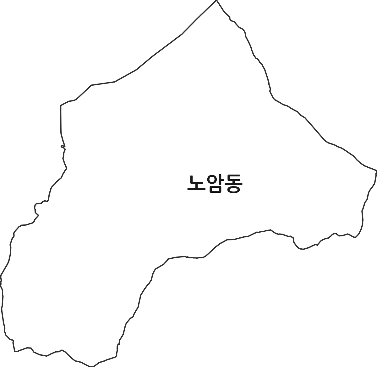 강원특별자치도 강릉시 노암동 법정동 행정구역 경계 지도