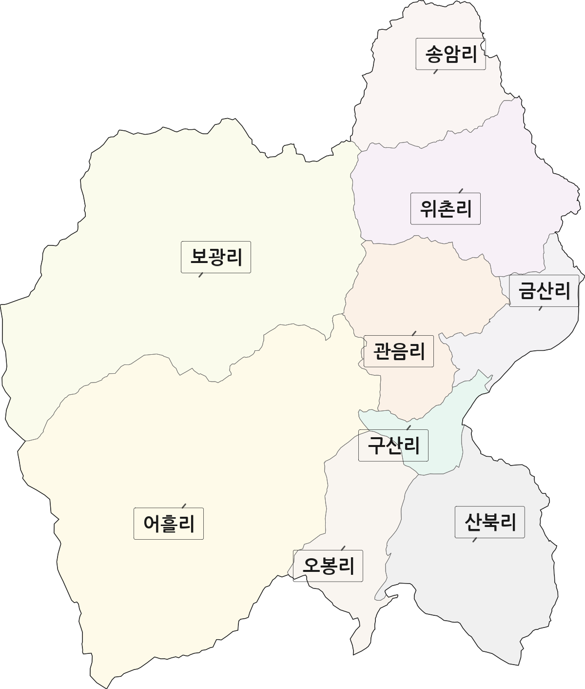 강원특별자치도 강릉시 성산면 법정동 리 구분 행정구역 경계 지도