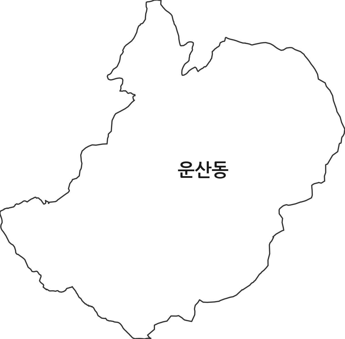 강원특별자치도 강릉시 운산동 법정동 행정구역 경계 지도