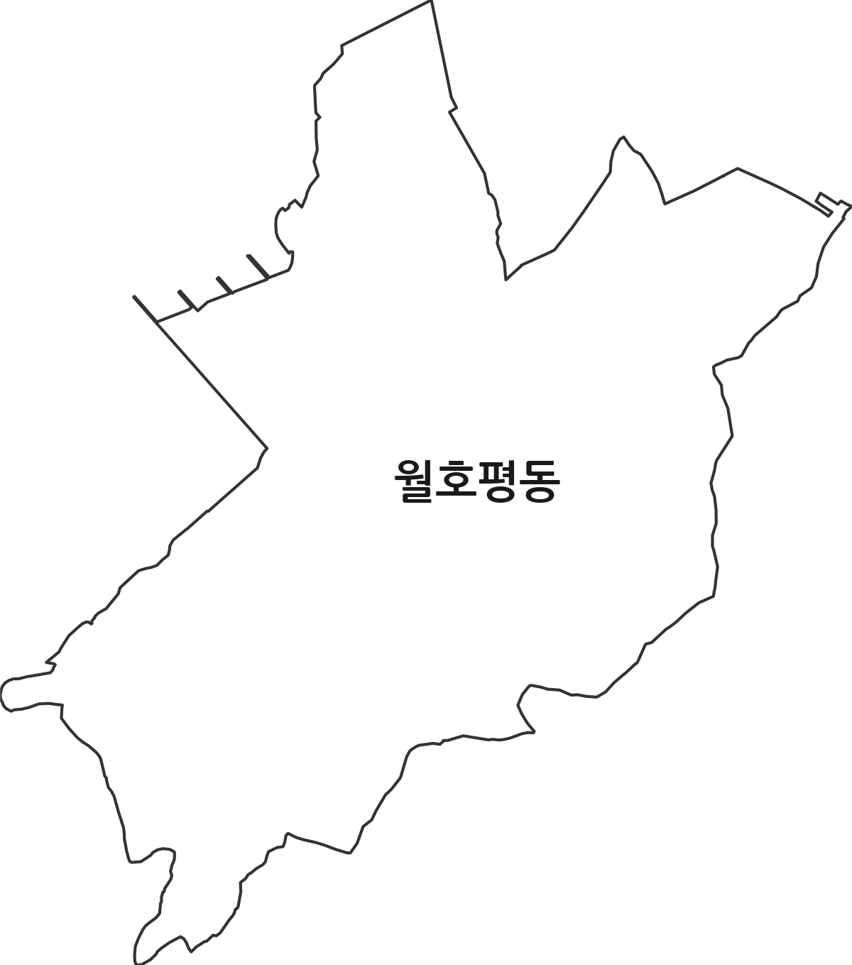 강원특별자치도 강릉시 월호평동 법정동 행정구역 경계 지도