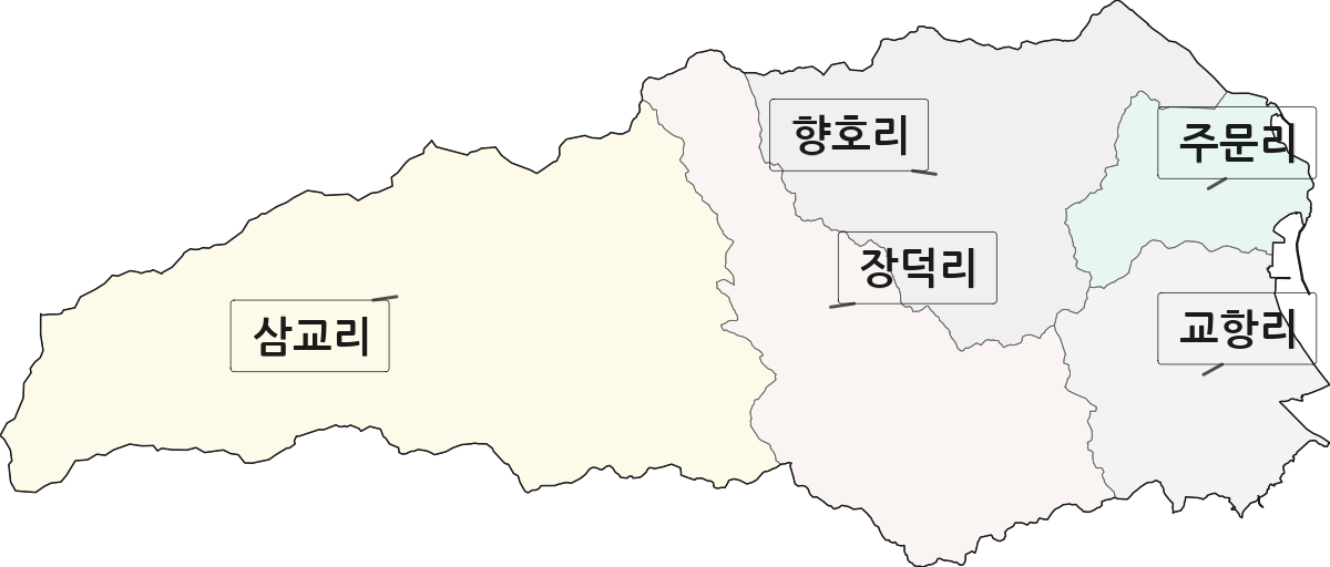 강원특별자치도 강릉시 주문진읍 법정동 리 구분 행정구역 경계 지도
