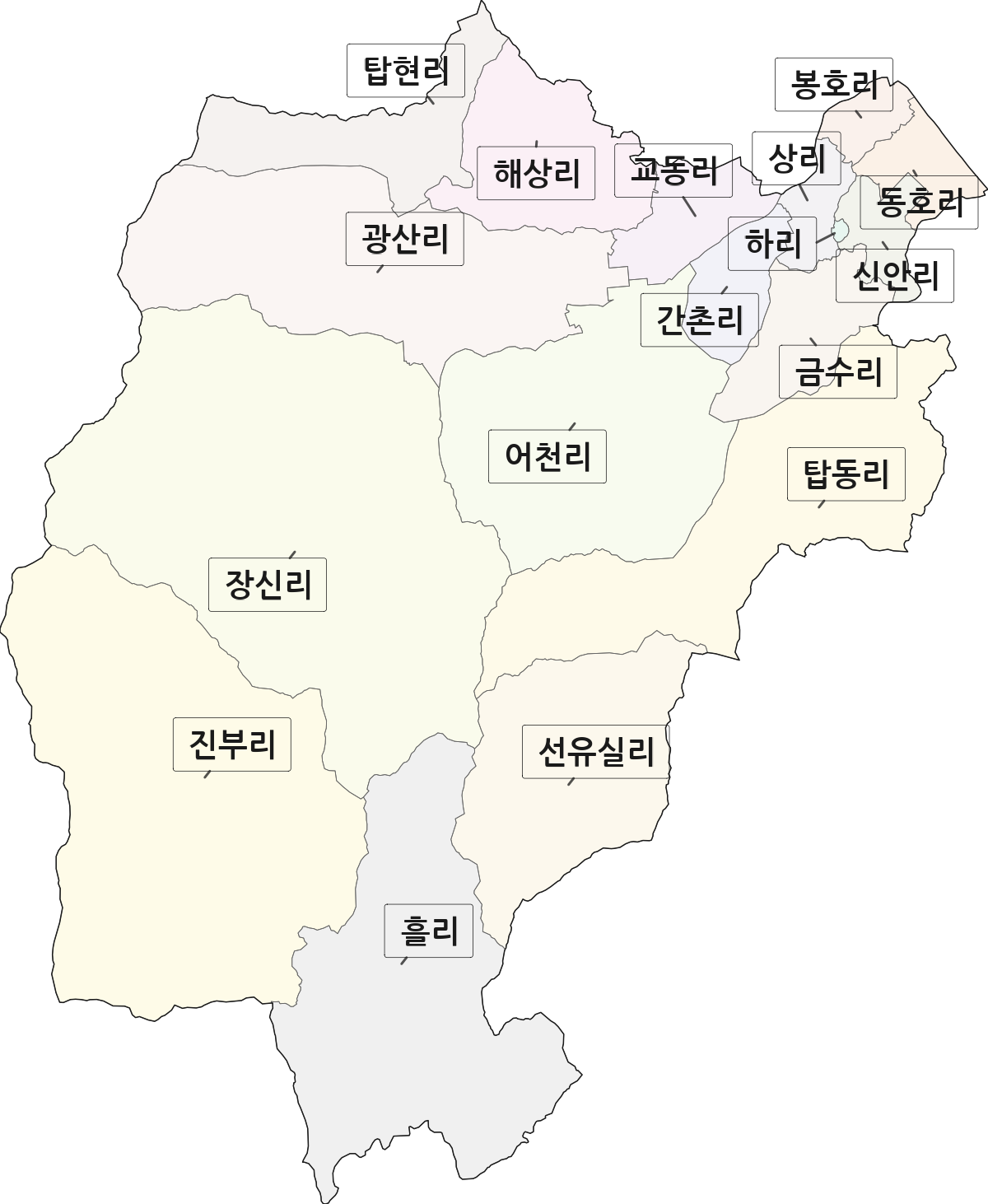 강원특별자치도 고성군 간성읍 법정동 리 구분 행정구역 경계 지도