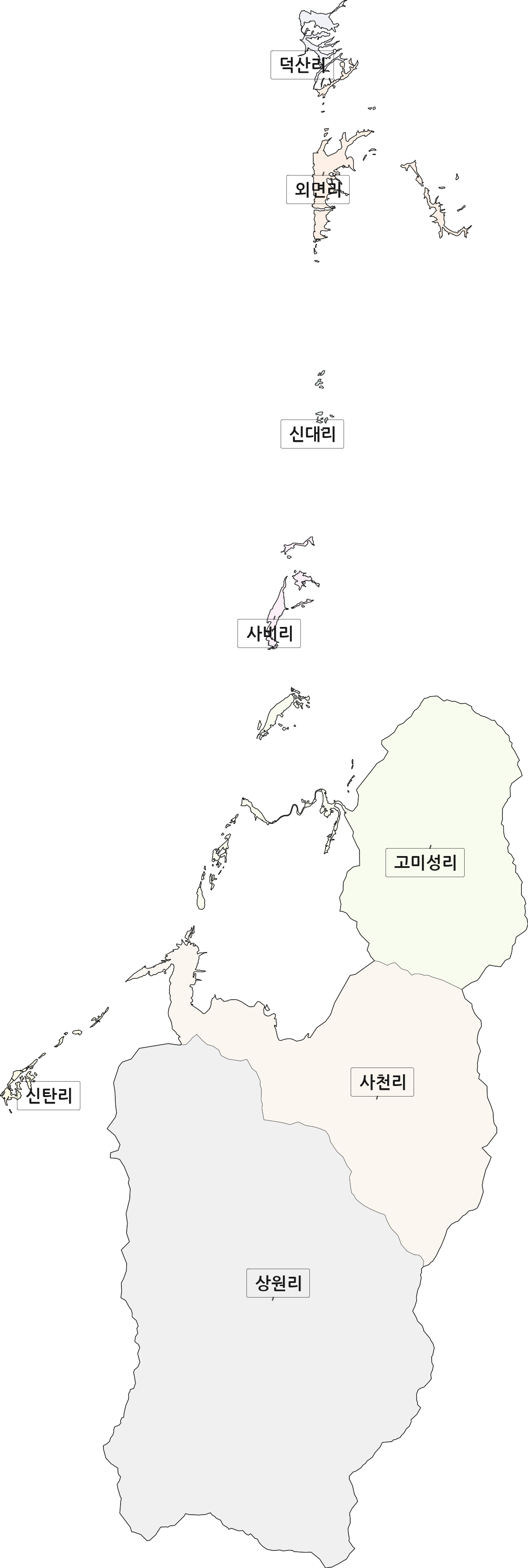 강원특별자치도 고성군 수동면 법정동 리 구분 행정구역 경계 지도