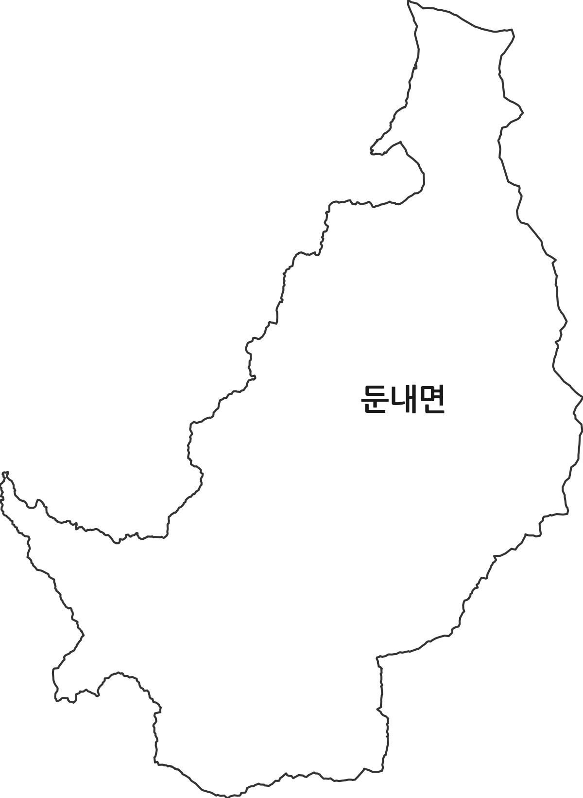 강원특별자치도 횡성군 둔내면 행정동 행정구역 경계 지도