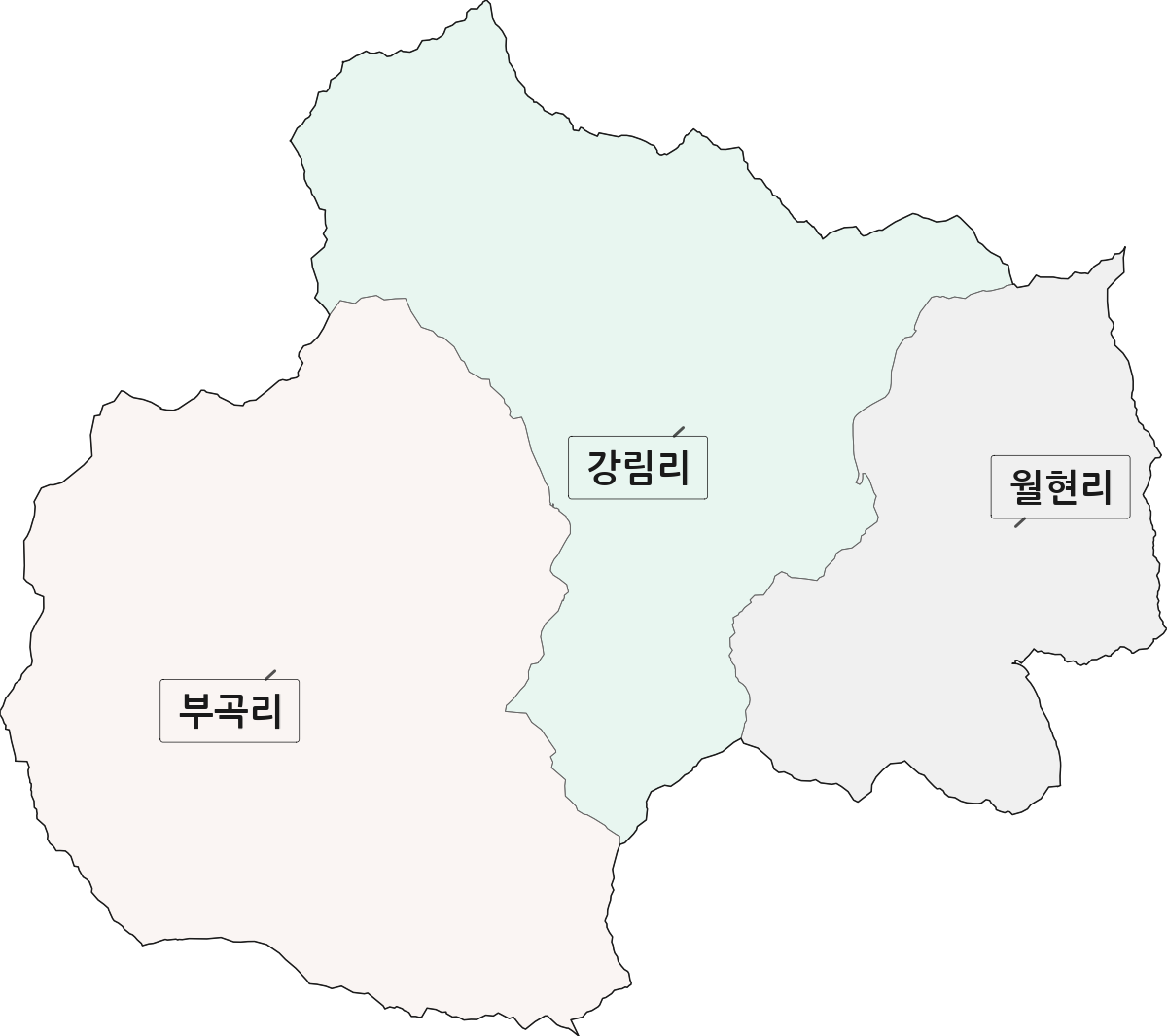 강원특별자치도 횡성군 강림면 법정동 리 구분 행정구역 경계 지도