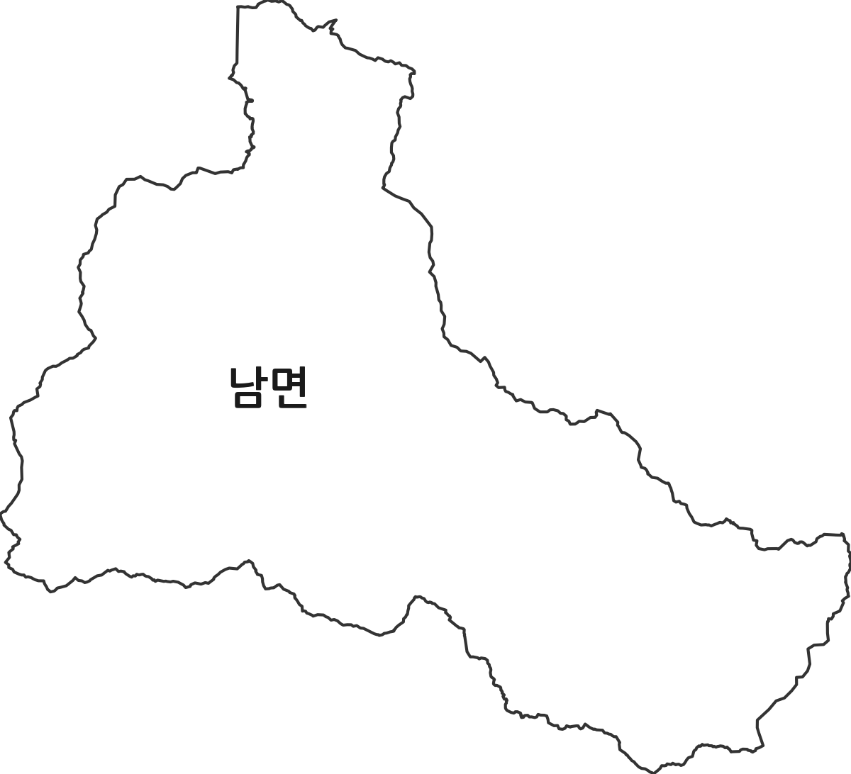 강원특별자치도 홍천군 남면 행정동 행정구역 경계 지도