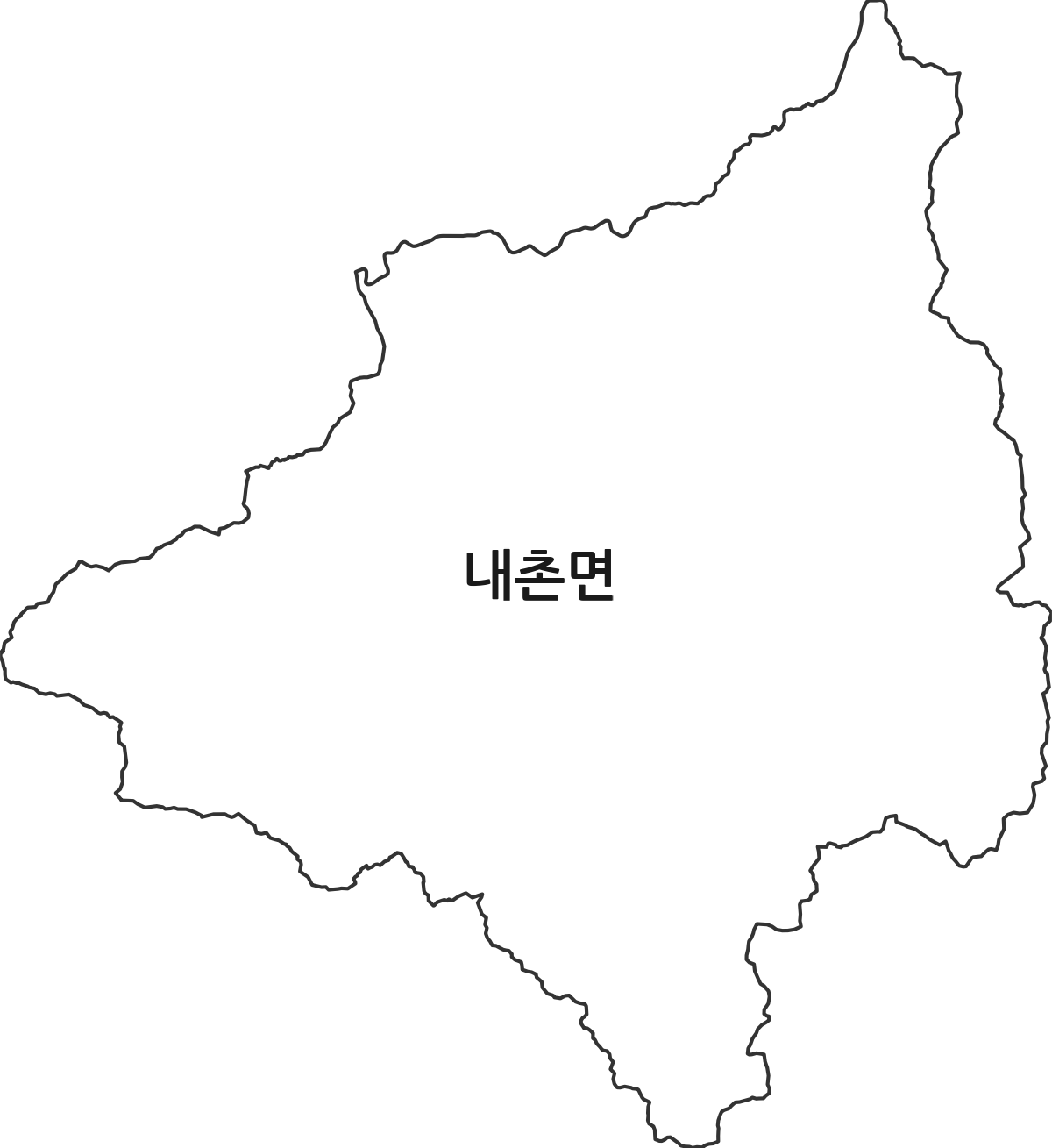 강원특별자치도 홍천군 내촌면 행정동 행정구역 경계 지도