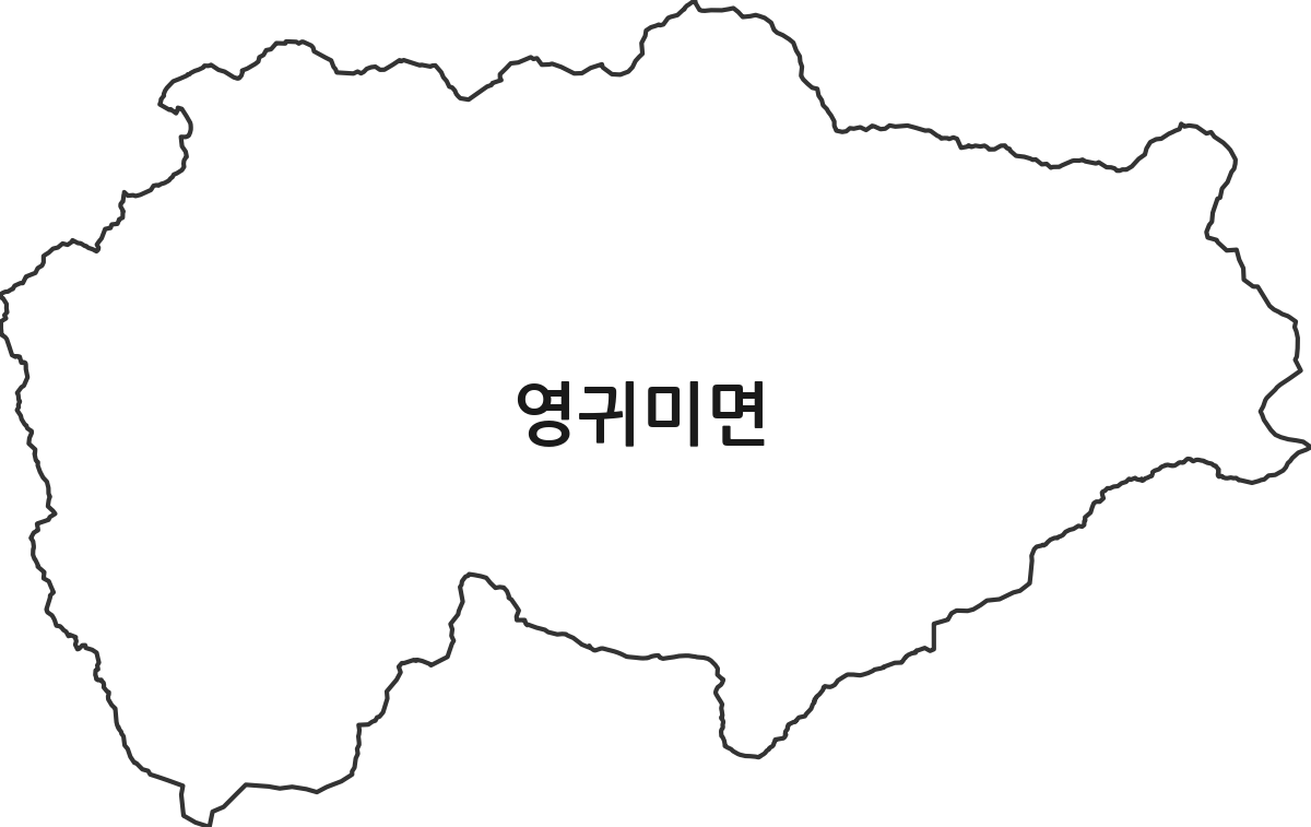 강원특별자치도 홍천군 영귀미면 행정동 행정구역 경계 지도