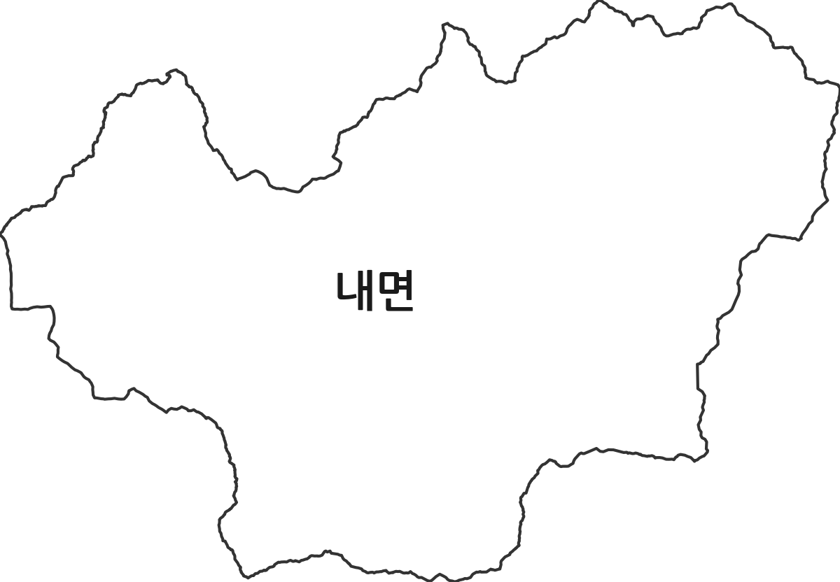 강원특별자치도 홍천군 내면 법정동 행정구역 경계 지도