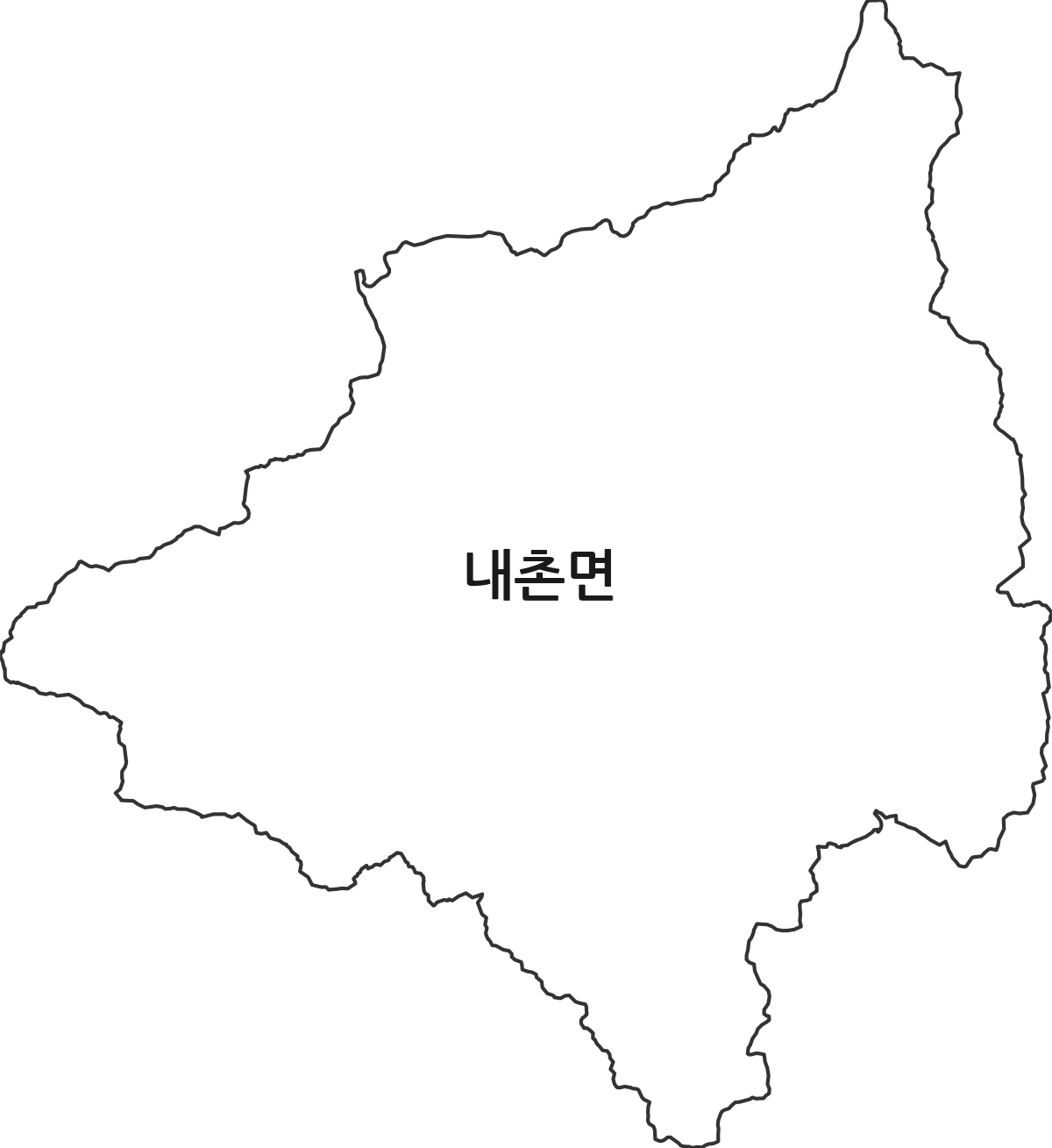 강원특별자치도 홍천군 내촌면 법정동 행정구역 경계 지도