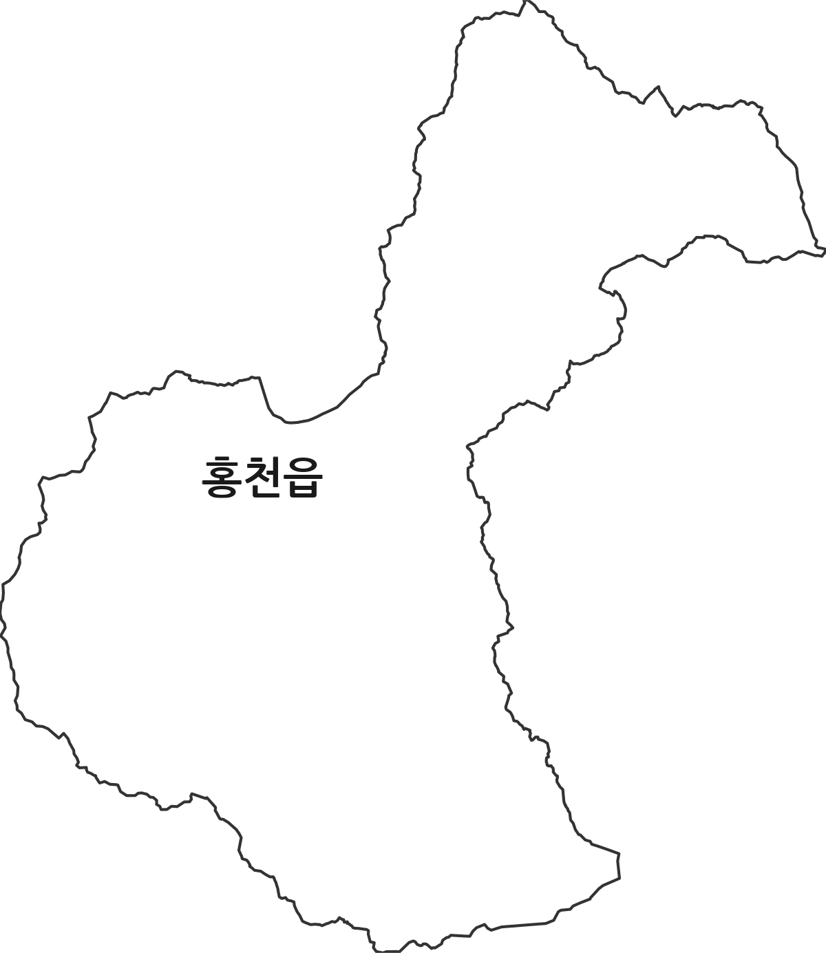 강원특별자치도 홍천군 홍천읍 법정동 행정구역 경계 지도