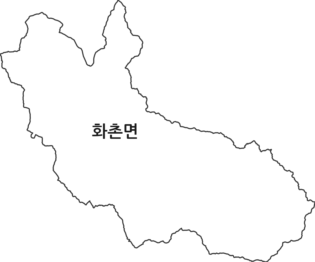 강원특별자치도 홍천군 화촌면 법정동 행정구역 경계 지도