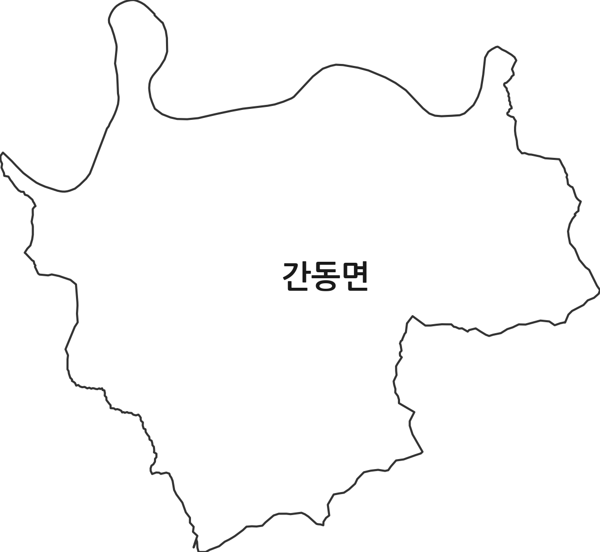 강원특별자치도 화천군 간동면 행정동 행정구역 경계 지도