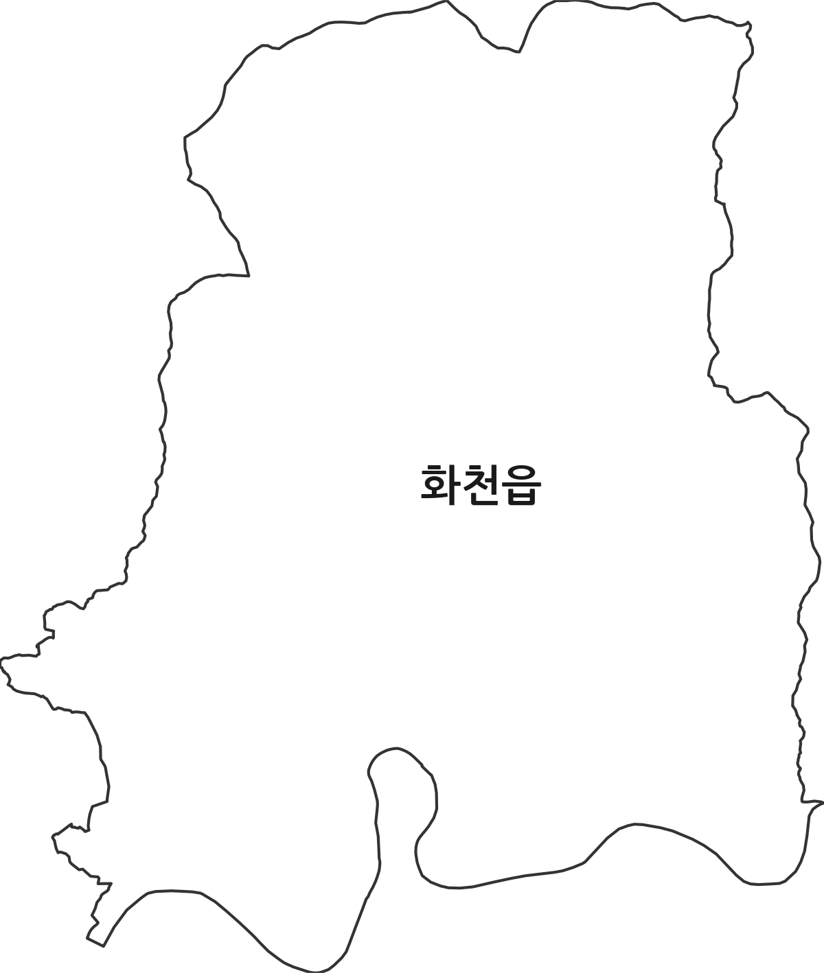 강원특별자치도 화천군 화천읍 행정동 행정구역 경계 지도