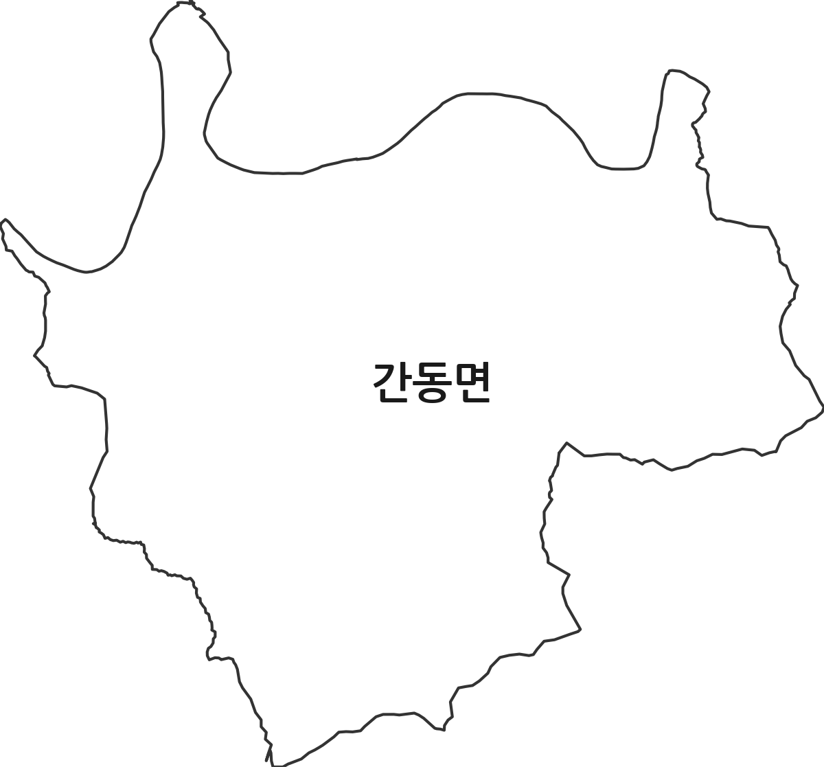 강원특별자치도 화천군 간동면 법정동 행정구역 경계 지도