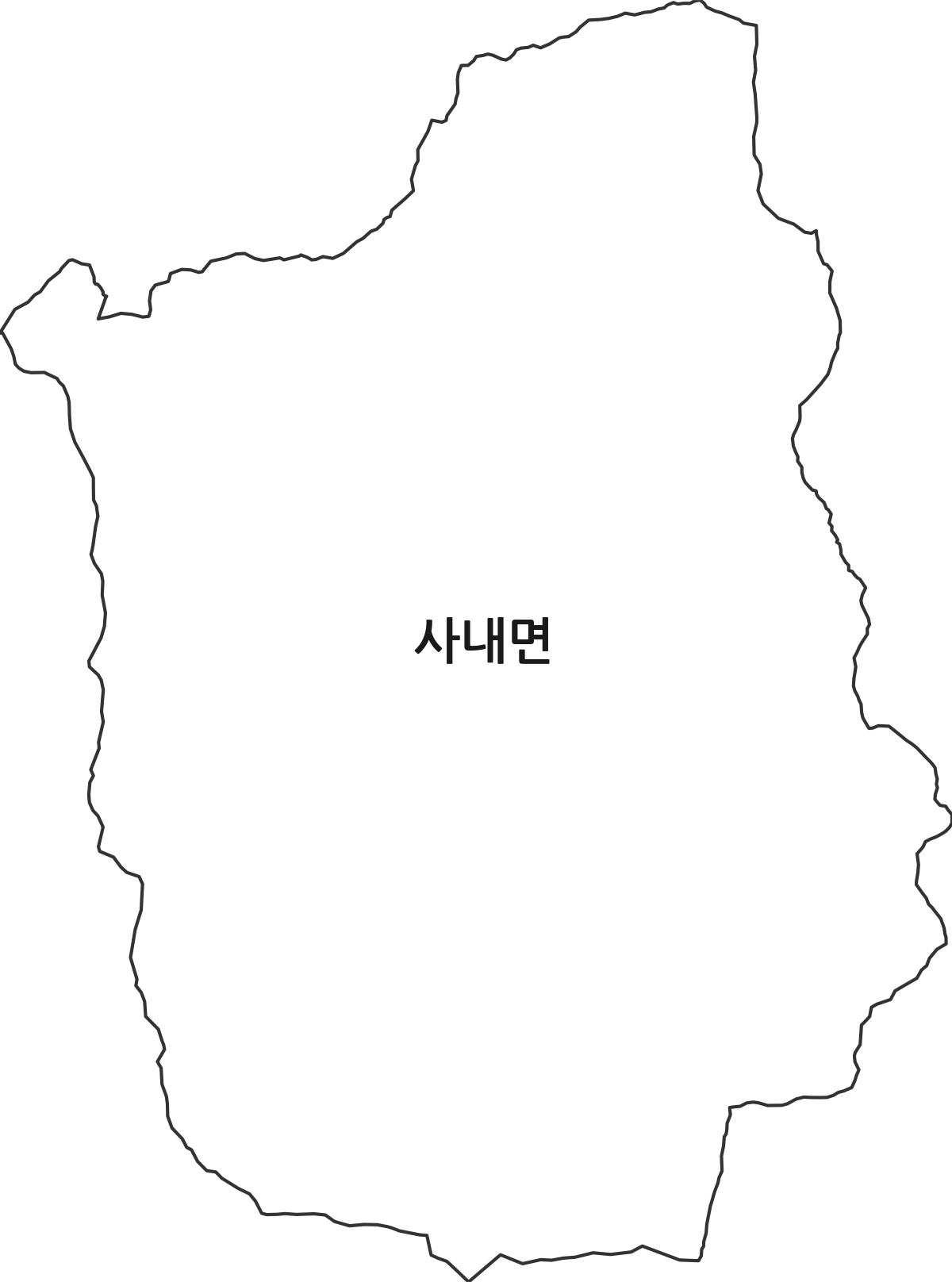 강원특별자치도 화천군 사내면 법정동 행정구역 경계 지도