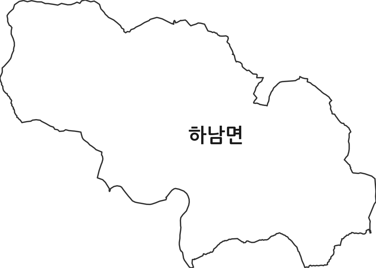 강원특별자치도 화천군 하남면 법정동 행정구역 경계 지도