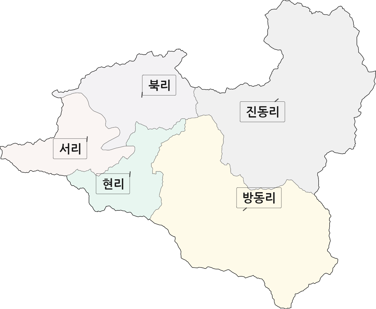 강원특별자치도 인제군 기린면 법정동 리 구분 행정구역 경계 지도
