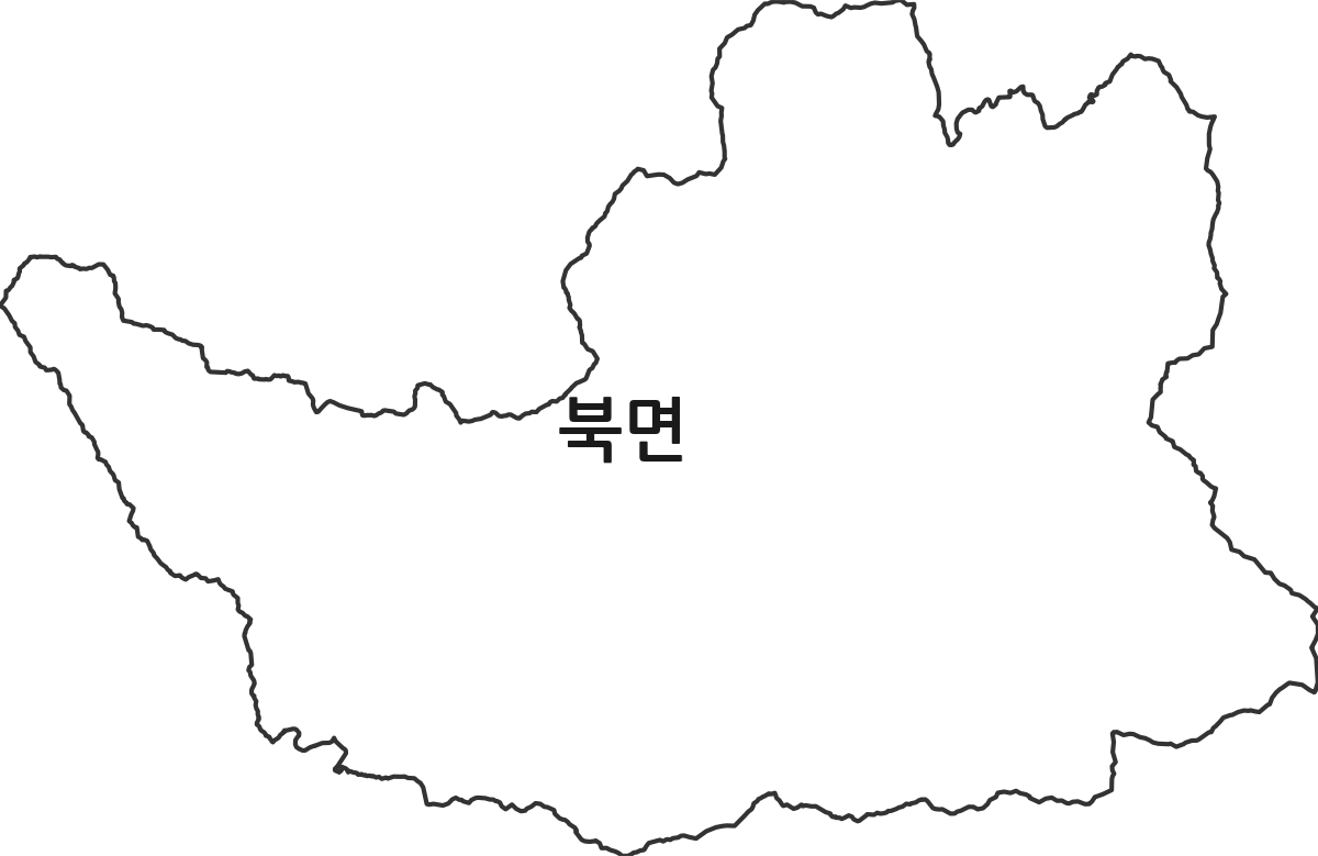 강원특별자치도 인제군 북면 법정동 행정구역 경계 지도