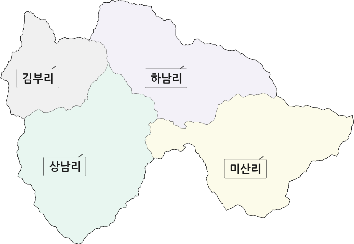 강원특별자치도 인제군 상남면 법정동 리 구분 행정구역 경계 지도