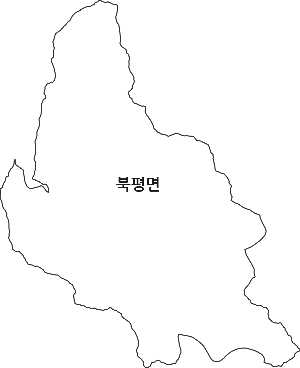 강원특별자치도 정선군 북평면 행정동 행정구역 경계 지도