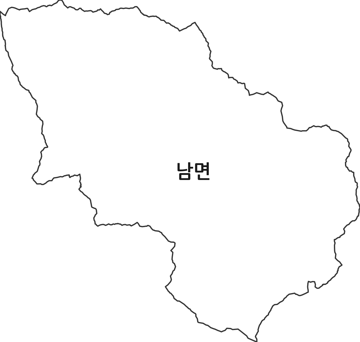강원특별자치도 정선군 남면 법정동 행정구역 경계 지도