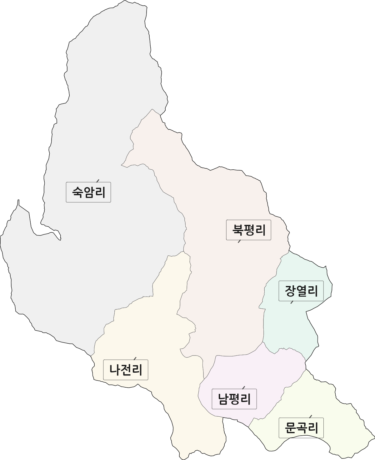 강원특별자치도 정선군 북평면 법정동 리 구분 행정구역 경계 지도