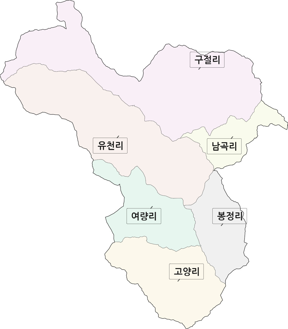강원특별자치도 정선군 여량면 법정동 리 구분 행정구역 경계 지도