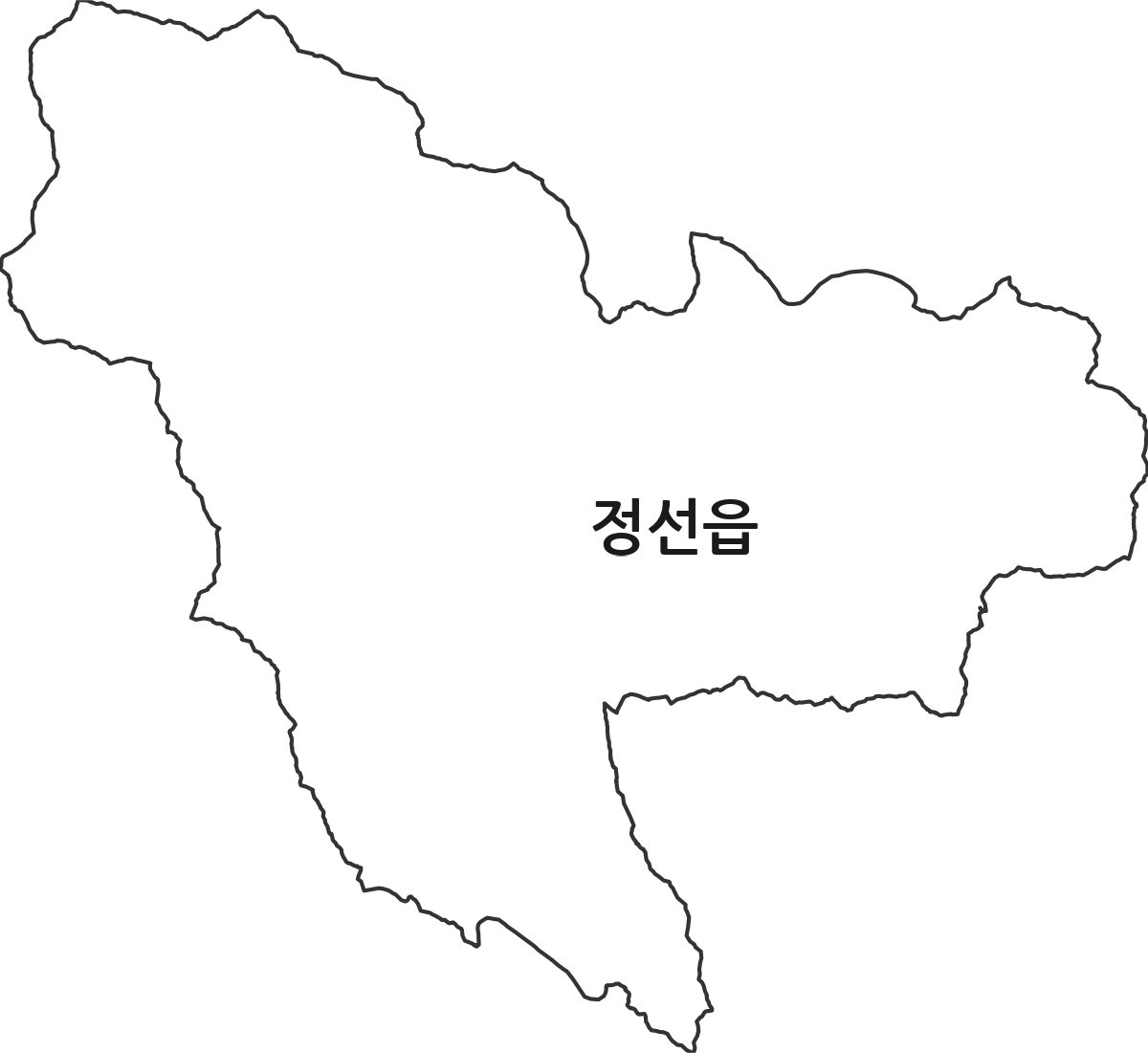 강원특별자치도 정선군 정선읍 법정동 행정구역 경계 지도