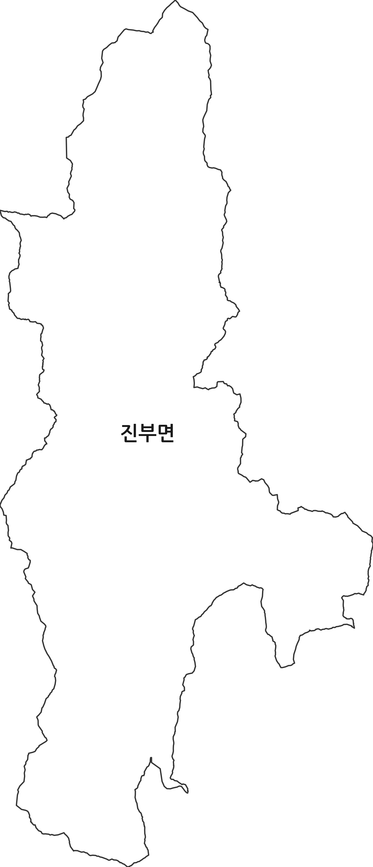 강원특별자치도 평창군 진부면 행정동 행정구역 경계 지도