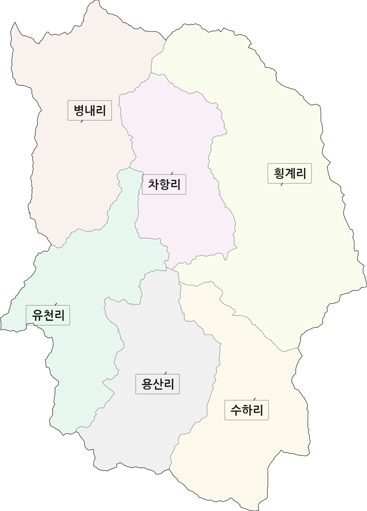 강원특별자치도 평창군 대관령면 법정동 리 구분 행정구역 경계 지도