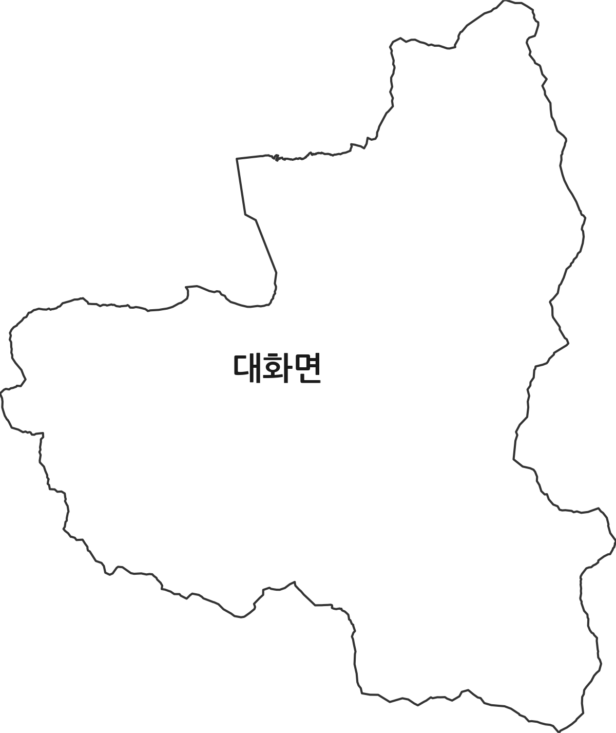 강원특별자치도 평창군 대화면 법정동 행정구역 경계 지도
